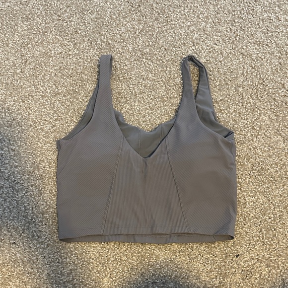 Grey Ribbed Sports Bra - Picture 3 of 4
